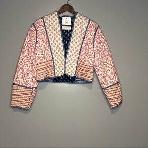 NWT Mango Reversible Cropped Quilted Paisley Jacket
